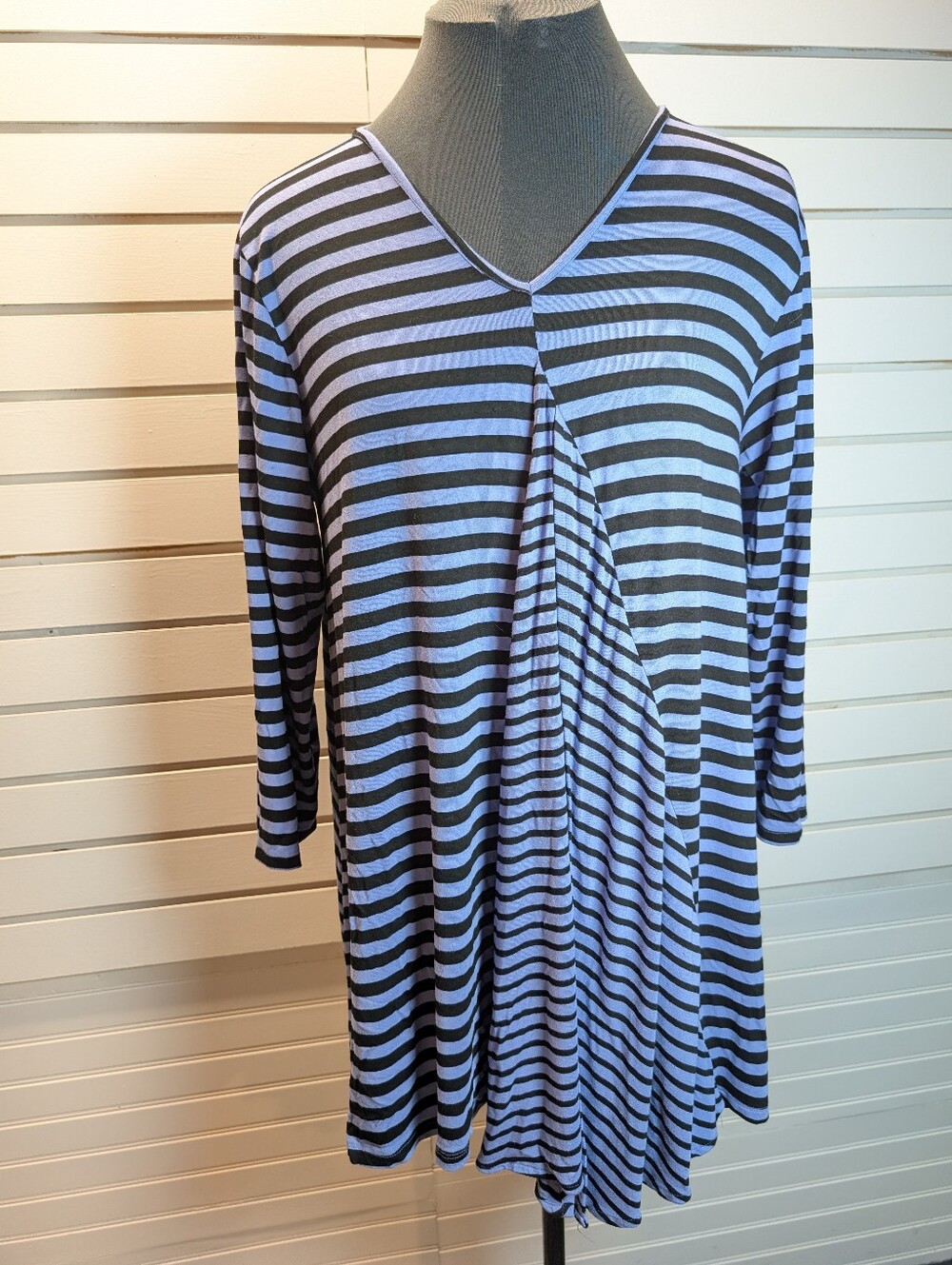 Habitat Swing Tunic Periwinkle/Navy Stripe Size L EUC